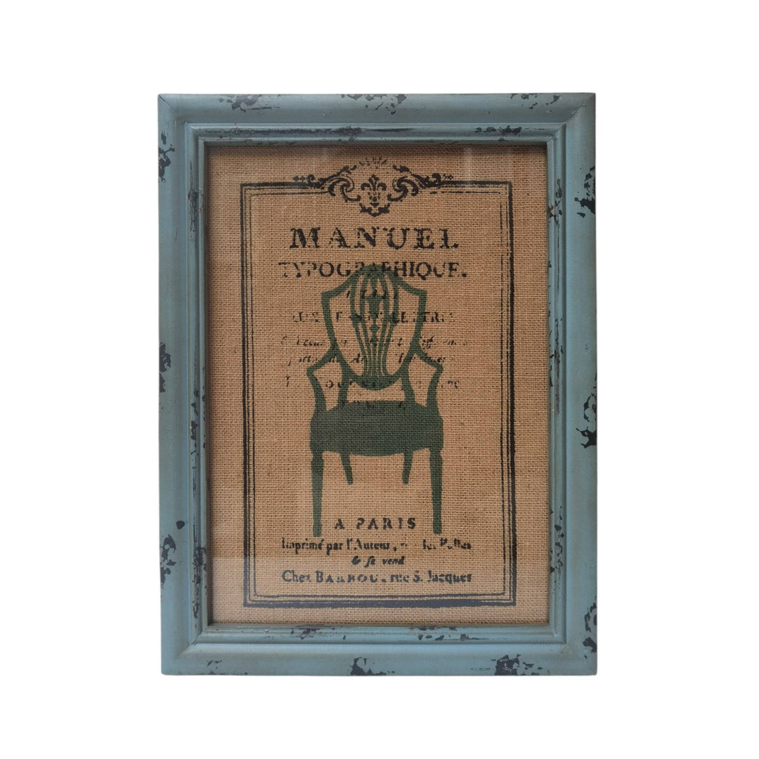 Parisian Framed Burlap Print Chaise 2