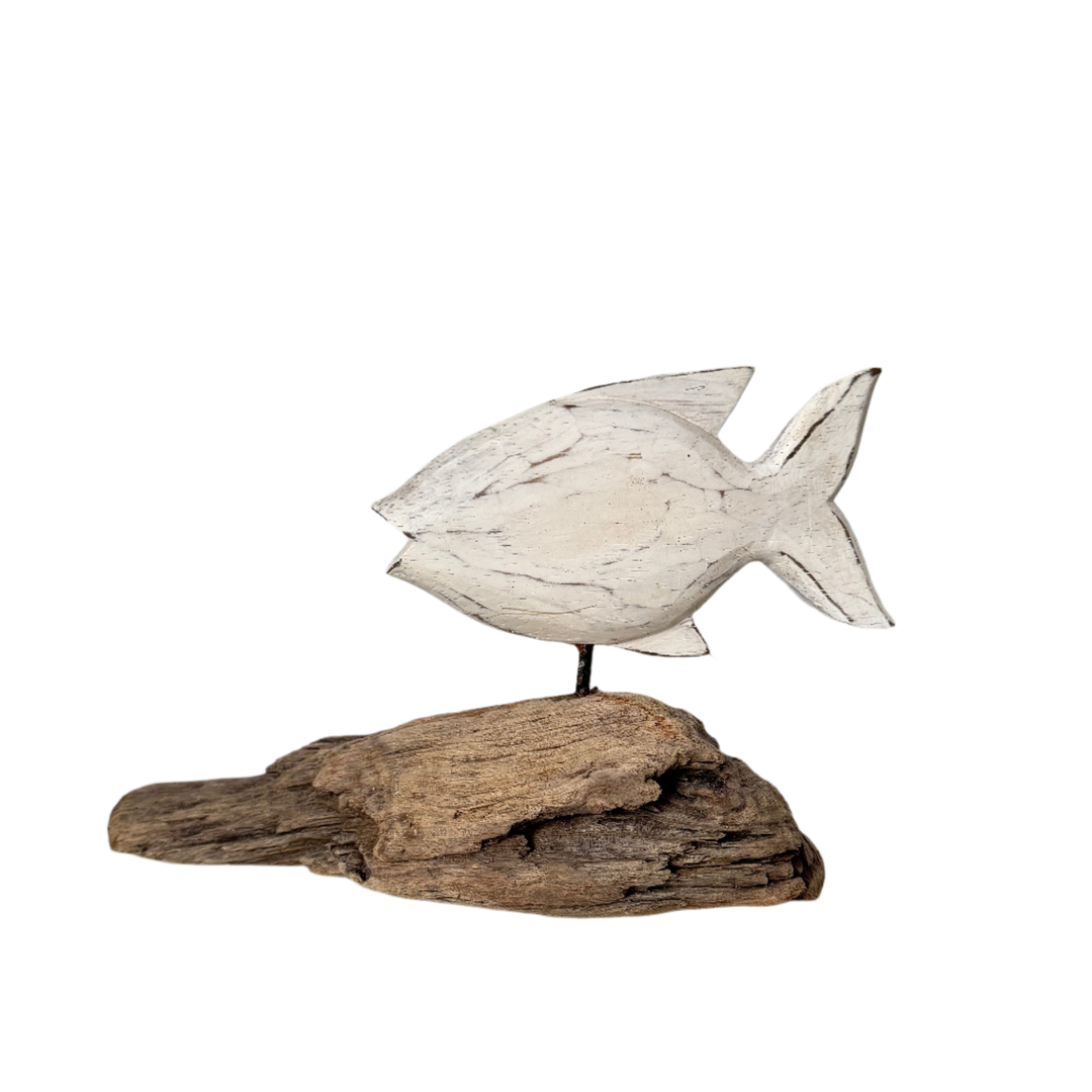 Suzie Blue Canada - Driftwood Fish Decor - White