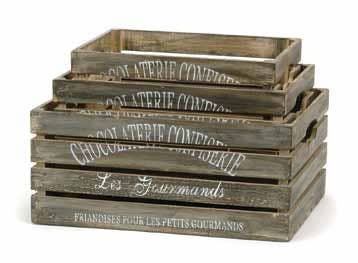 Bacon Basketware - S/3 RECT WOOD CRATES