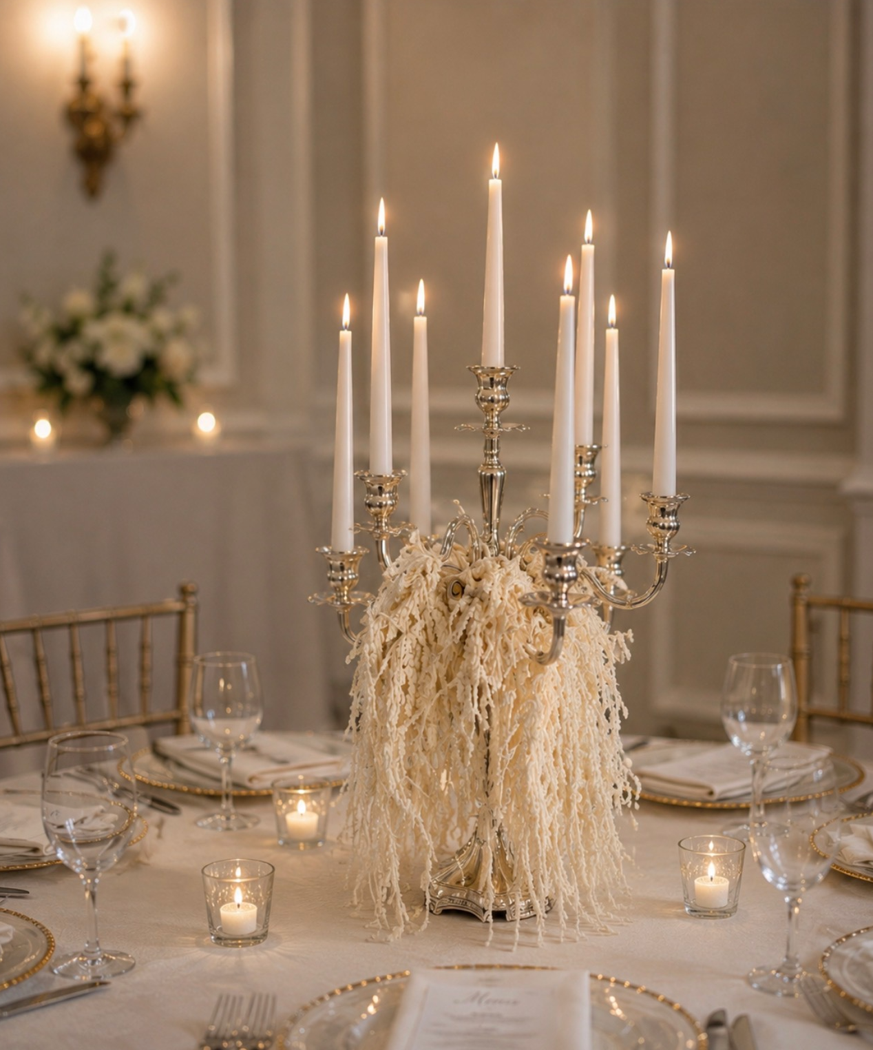 Candelabras with Amaranthus