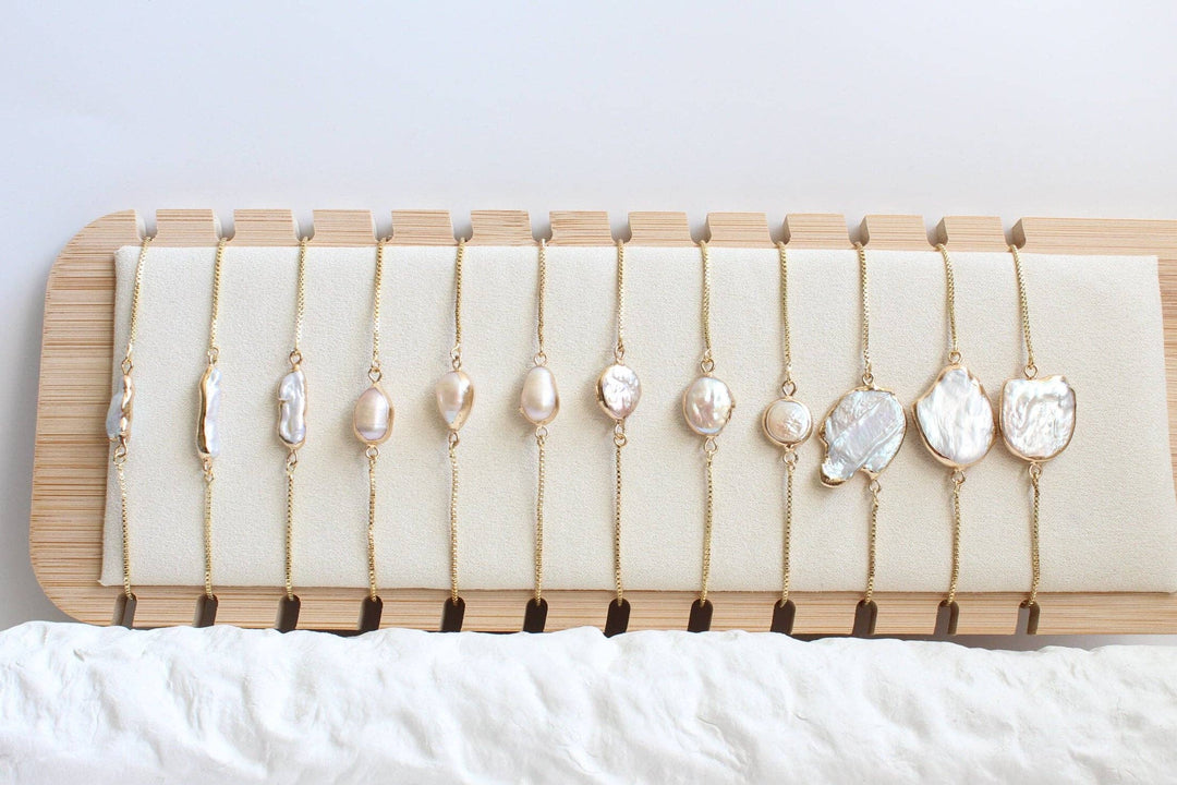 iBijoux - Unique Gold Dipped Baroque Pearl Bracelet