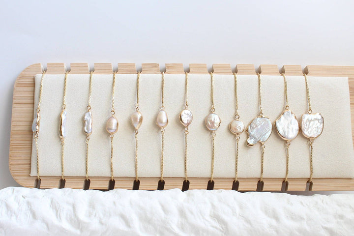 iBijoux - Unique Gold Dipped Baroque Pearl Bracelet