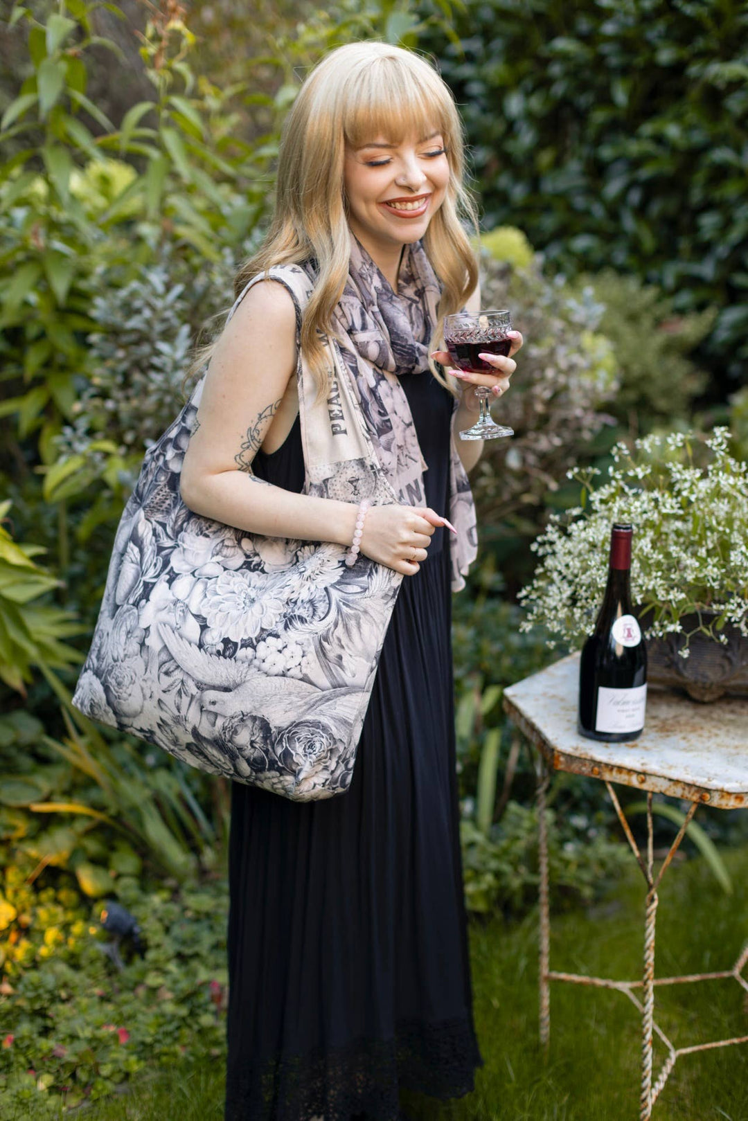Peace Wine & Sunshine Linen Tote Bag