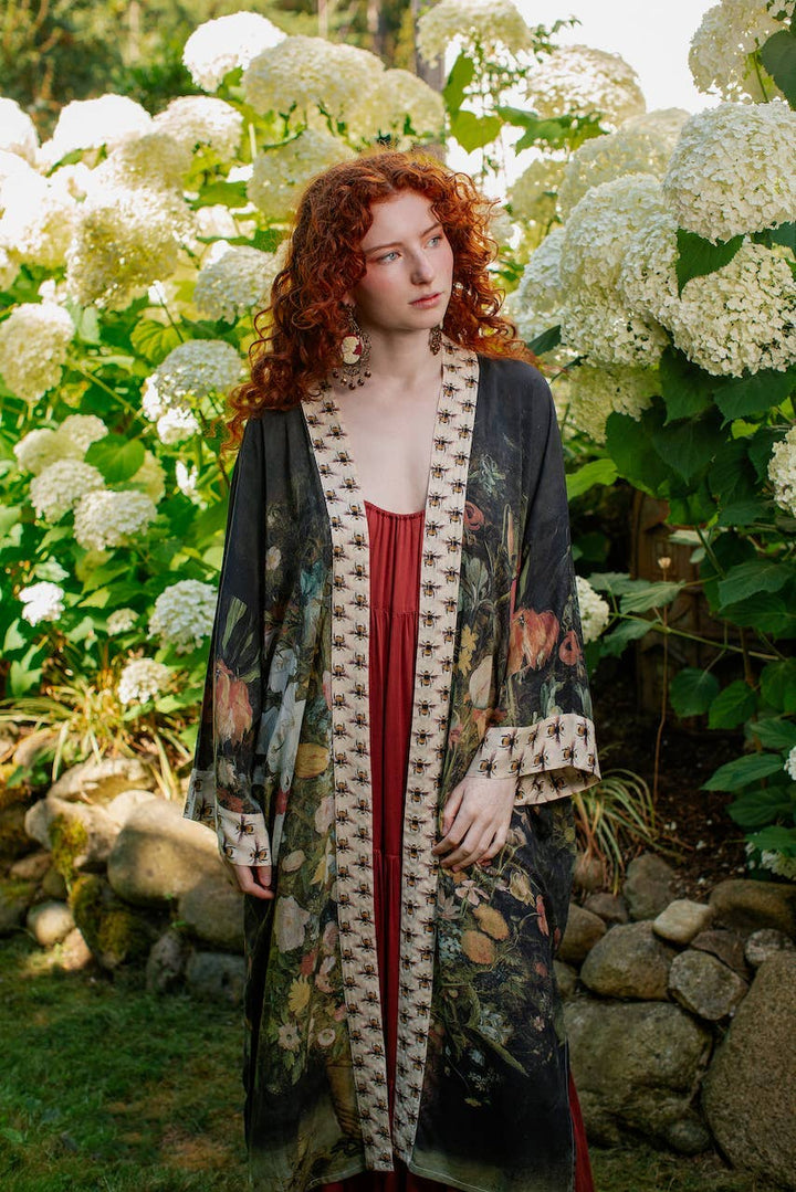 Market of Stars (Worldwide) - I Dream In Flowers Opera Duster Kimono Robe w/ Bees