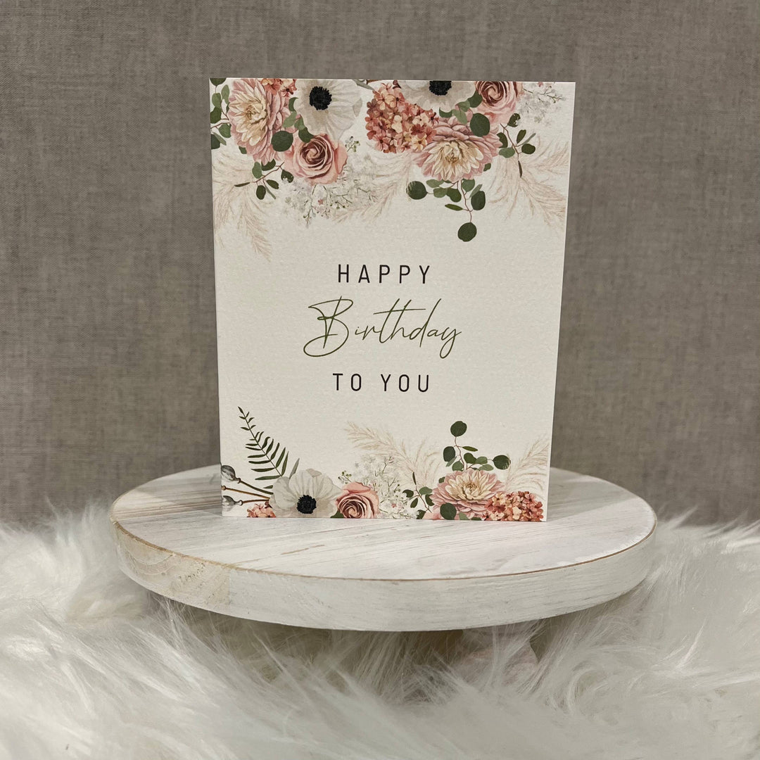 Paper Kuts - Pink Floral Happy Birthday Card, Includes Kraft Envelope