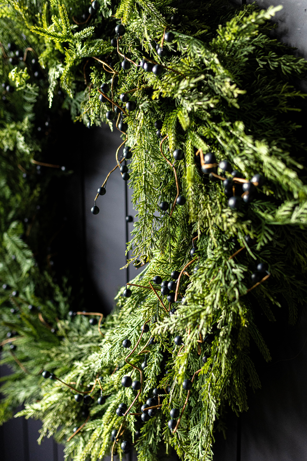 Luxe B Co - Navy Plum Berry Norfolk Cypress Real Touch Wreath - 14"