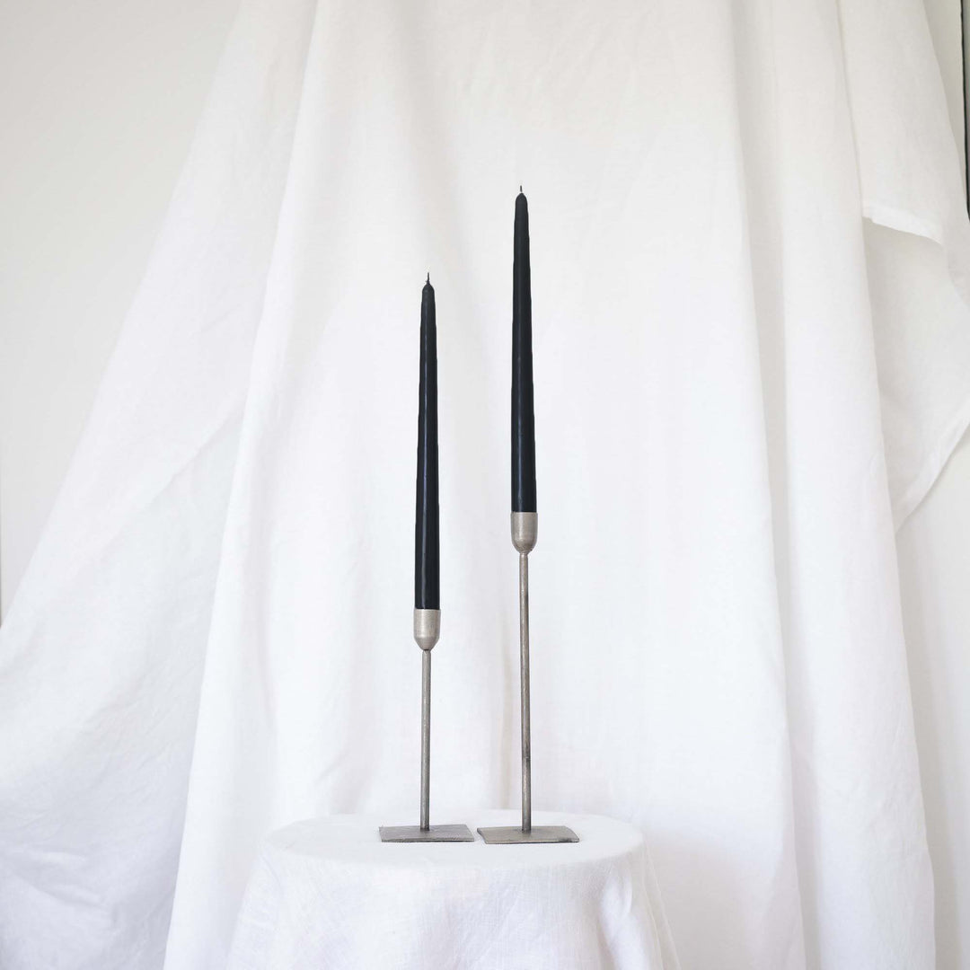 Set of 2 Taper Candles Black