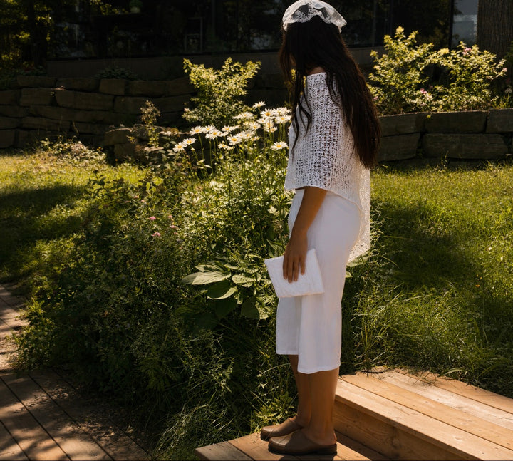 French girl white headband
