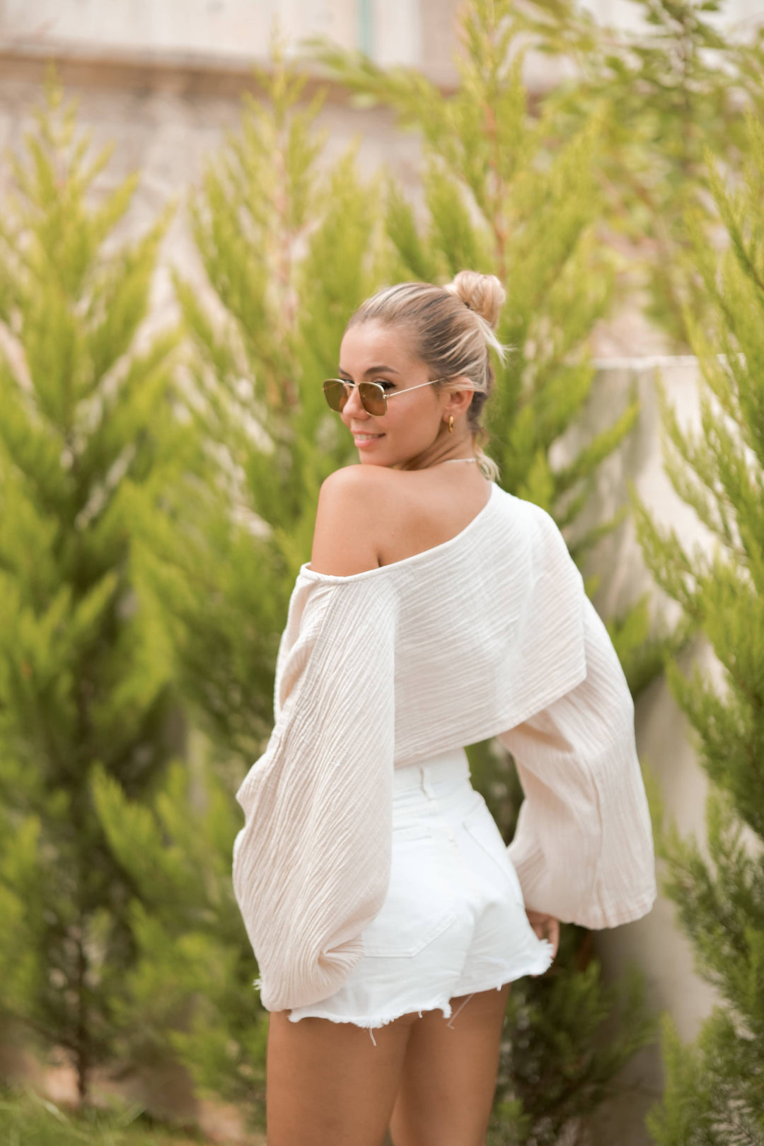 Moa - Black Off Shoulder Crop Top Blouse