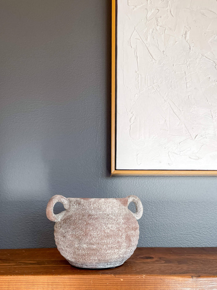 Brown Ceramic Vessel with Handles