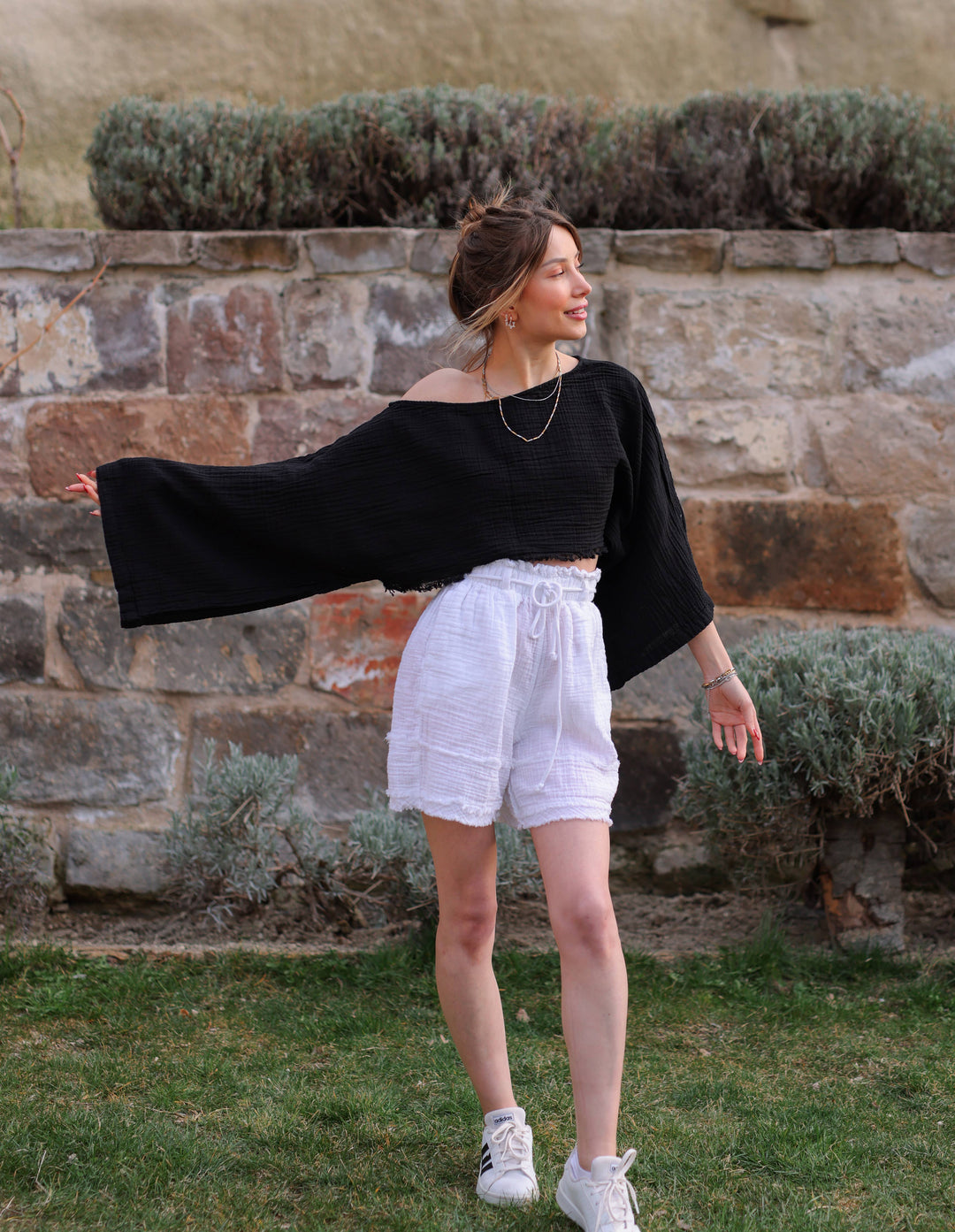 Moa - Black Off Shoulder Crop Top Blouse