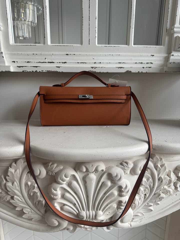 The Iconic East West Clutch in Camel