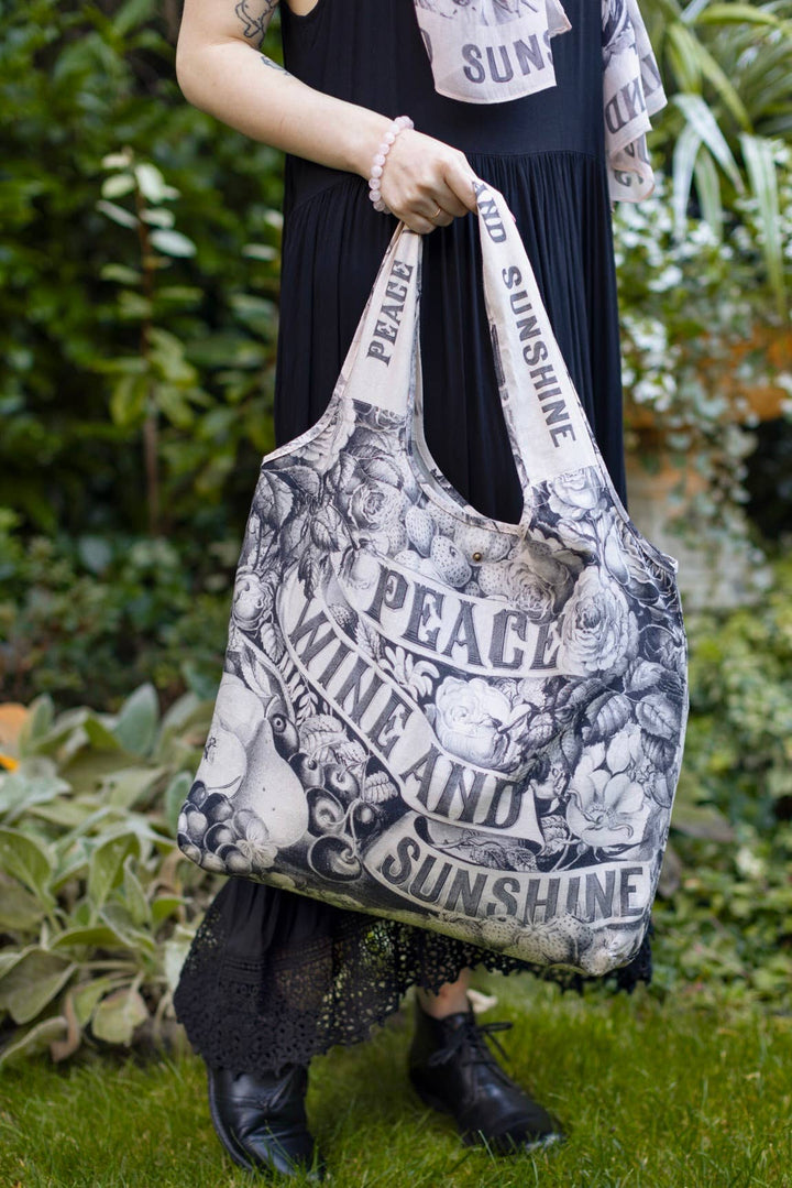 Peace Wine & Sunshine Linen Tote Bag