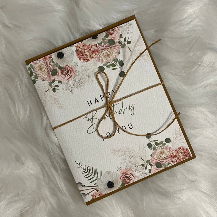 Paper Kuts - Pink Floral Happy Birthday Card, Includes Kraft Envelope