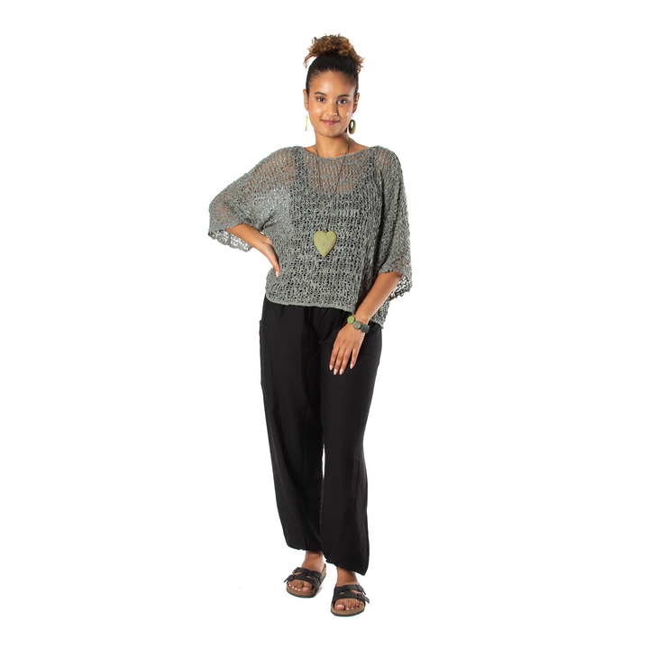 Suzie Blue Canada - Grey Popcorn Knit Top
