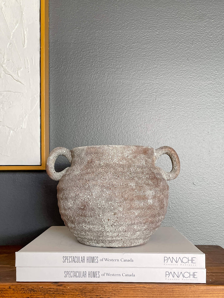 Brown Ceramic Vessel with Handles