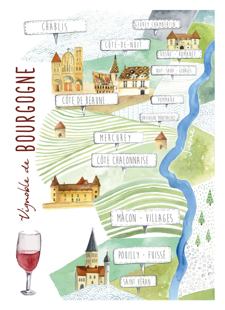 Maison Lorrain - Bourgogne - Linge a vaisselle / Tea Towel