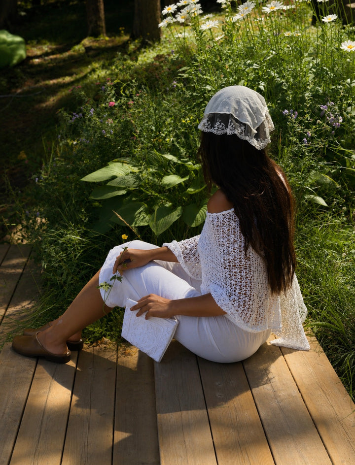 French girl white headband