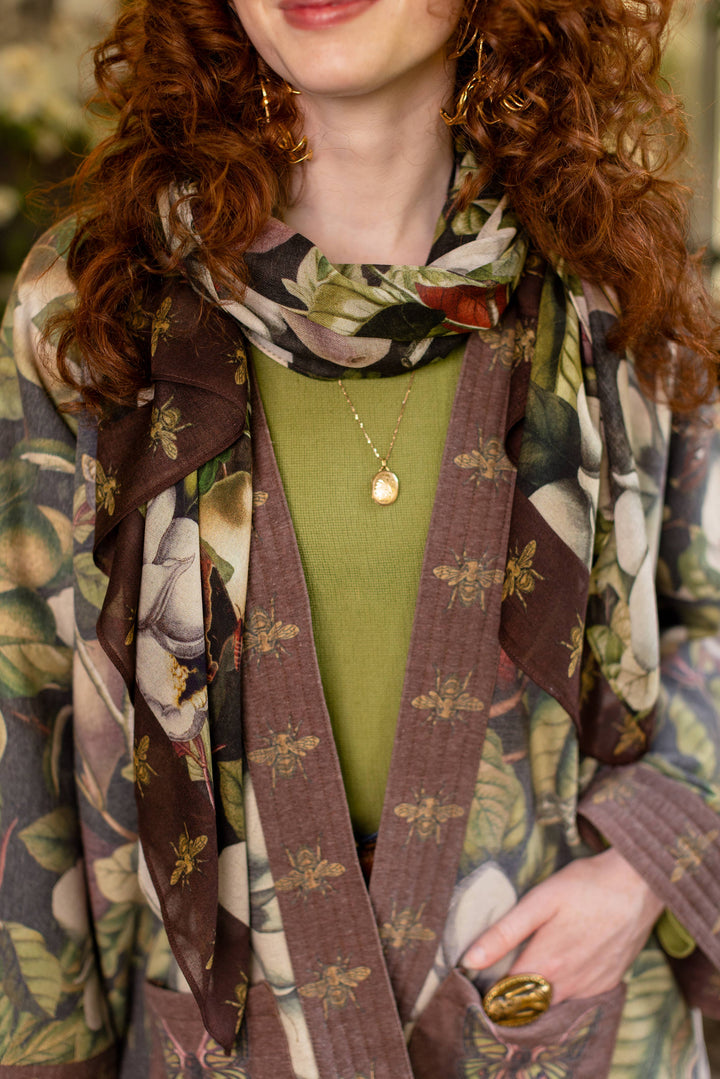 Market of Stars (Worldwide) - Fleur De Lune Scarf with Floral Print & Bees