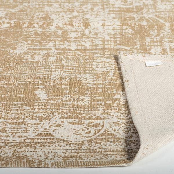 4' x 6' Printed Cotton Rug, Beige