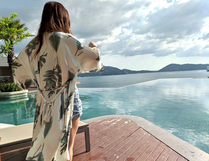 Palm Kimono Robe Style with Pockets