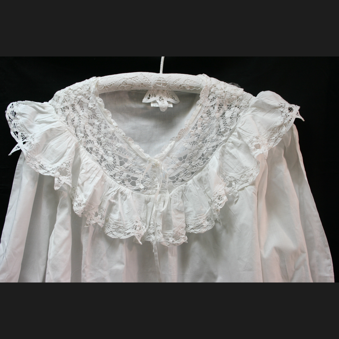 Eastern Sunrise Lace And Linens Inc. - Poets Night Gown Battenburg Lace & Ruffle Cotton Romance S+M
