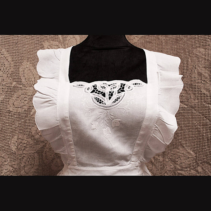 Eastern Sunrise Lace And Linens Inc. - Apron Pinafore Battenburg Lace & Hand Embroider Tulip Cotton