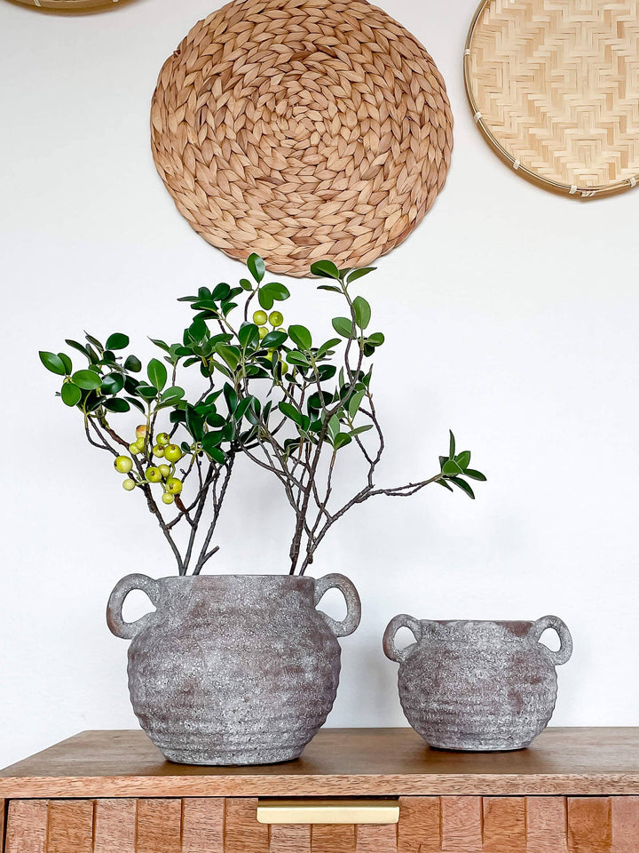 Brown Ceramic Vessel with Handles