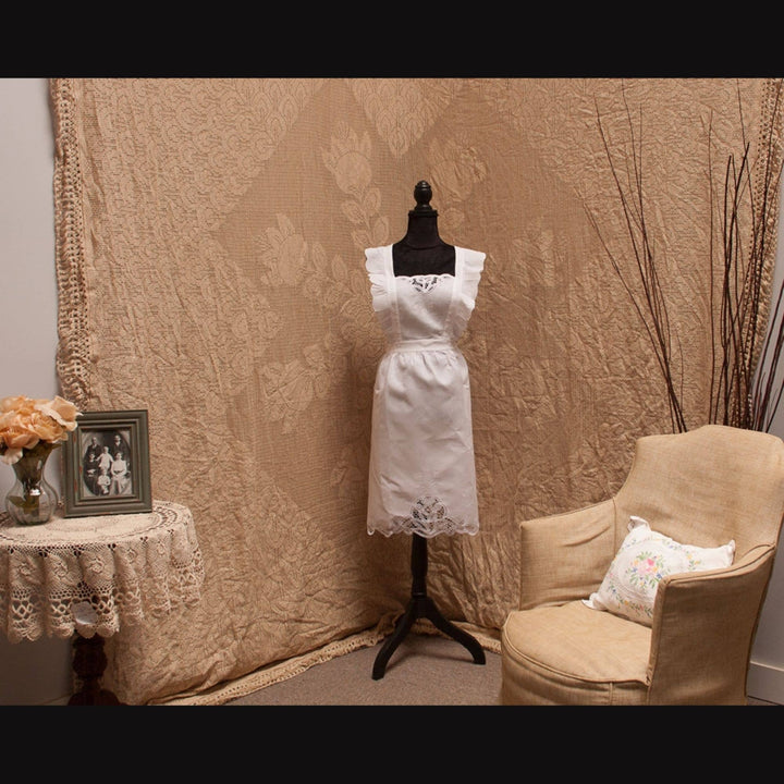 Eastern Sunrise Lace And Linens Inc. - Apron Pinafore Battenburg Lace & Hand Embroider Tulip Cotton