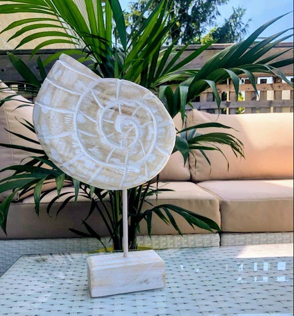 Wooden Seashell Sculpture Decor Nautical