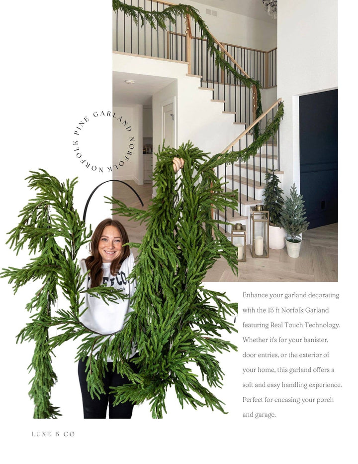 Luxe B Co - Norfolk Pine Christmas Garland Real Touch By Luxe B Co. 15ft
