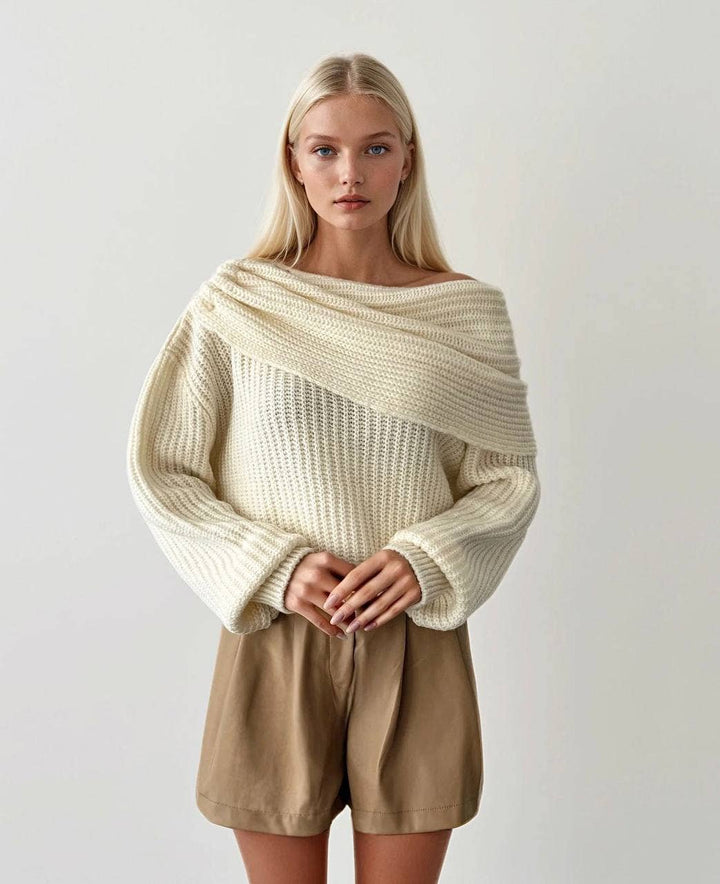 Anaz - Draped Off-the-shoulder Sweater