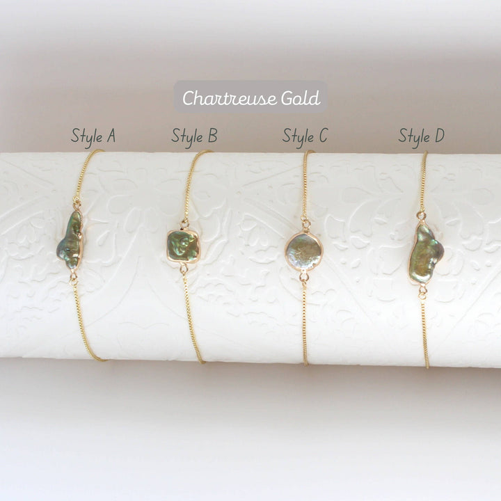 iBijoux - Unique Gold Dipped Baroque Pearl Bracelet