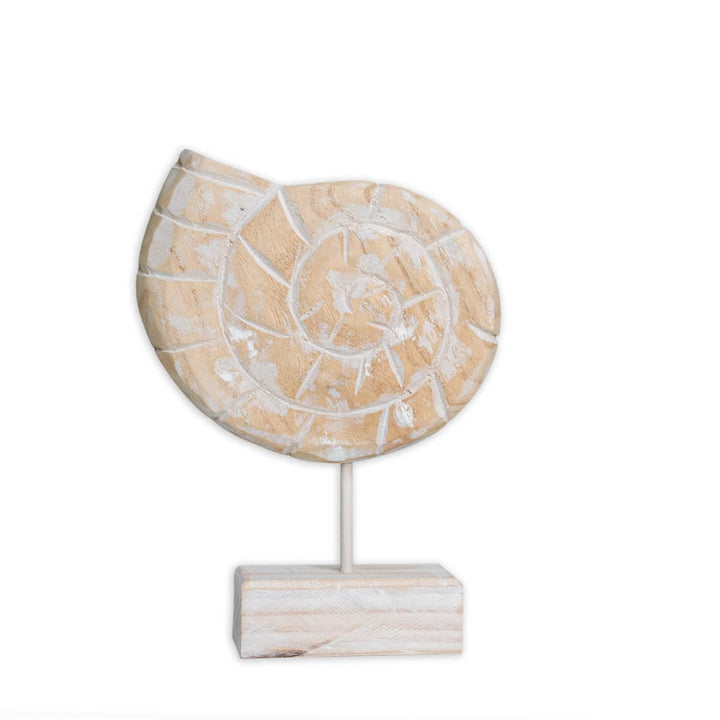 Wooden Seashell Sculpture Decor Nautical