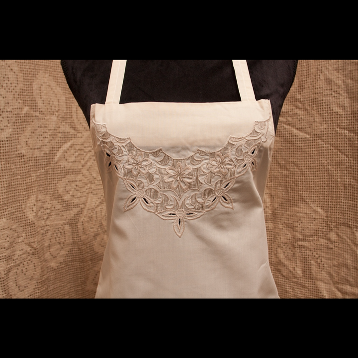 Eastern Sunrise Lace And Linens Inc. - Retro Apron 1950 Style Ecru Embroidery
