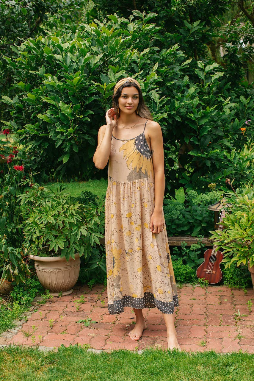 Market of Stars (Worldwide) - Milk & Honey Bohéme Long Maxi Slip Dress w/ Bee, Sunflower