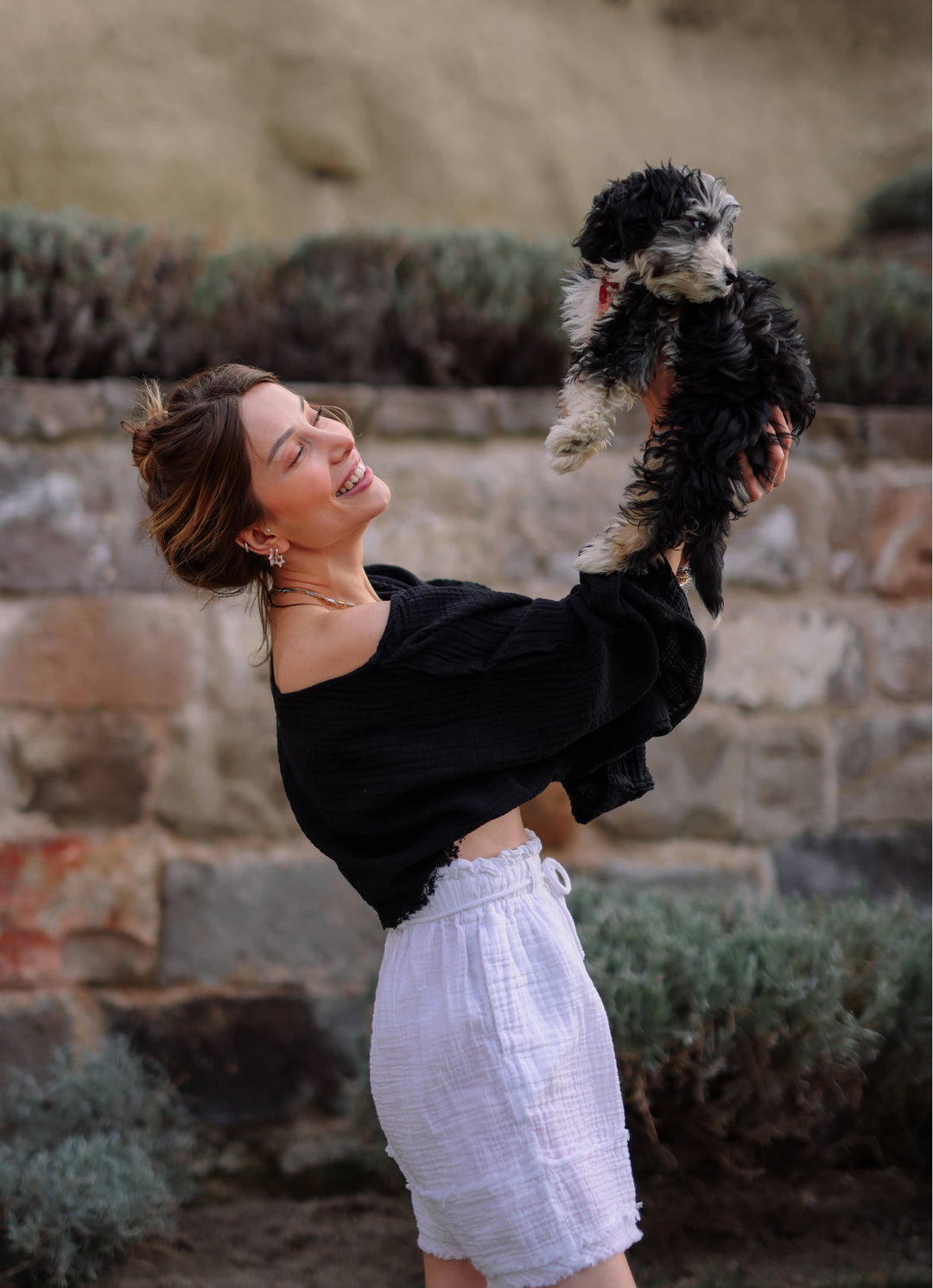Moa - Black Off Shoulder Crop Top Blouse