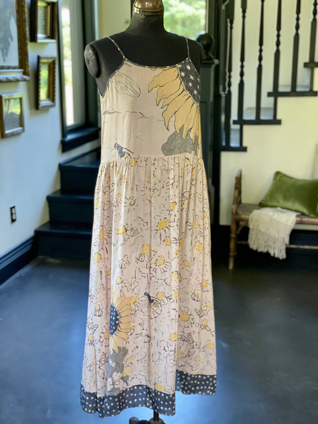 Market of Stars (Worldwide) - Milk & Honey Bohéme Long Maxi Slip Dress w/ Bee, Sunflower