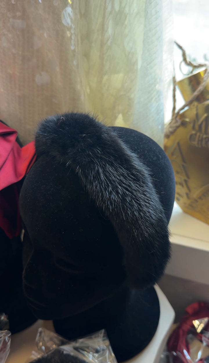 Faux Fur Headband Black