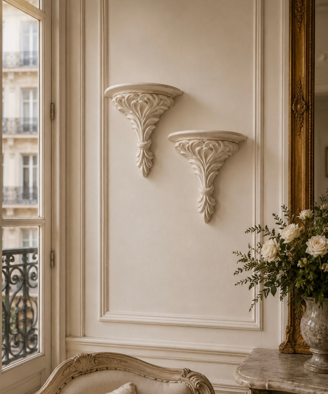 Ornate Cream Sconce Set