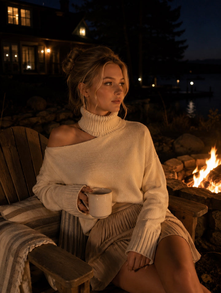Cut Out Turtleneck Sweater