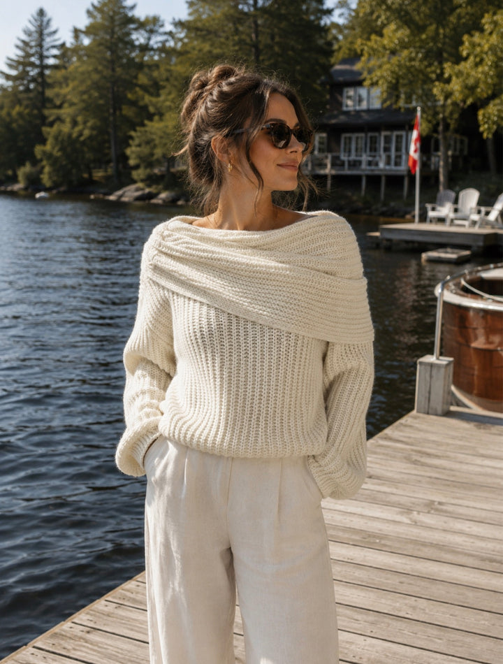 Draped Off-the-shoulder Sweater