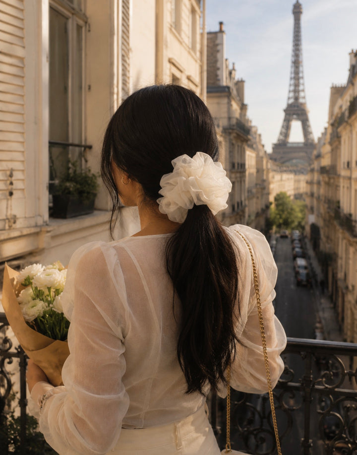 Cream Organza Oversized Scrunchie