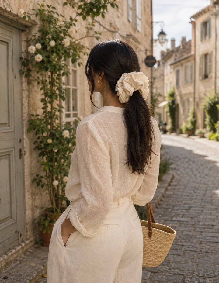 Off White Silk Oversized Scrunchie