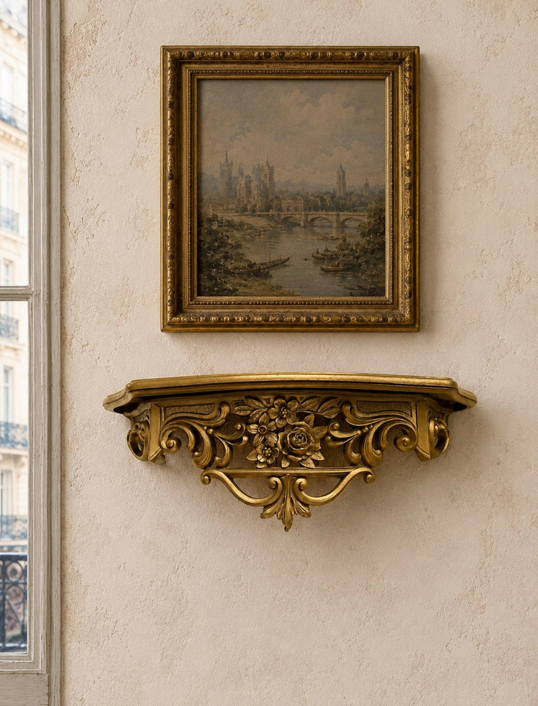 Vintage Florentine Style Wall Shelf