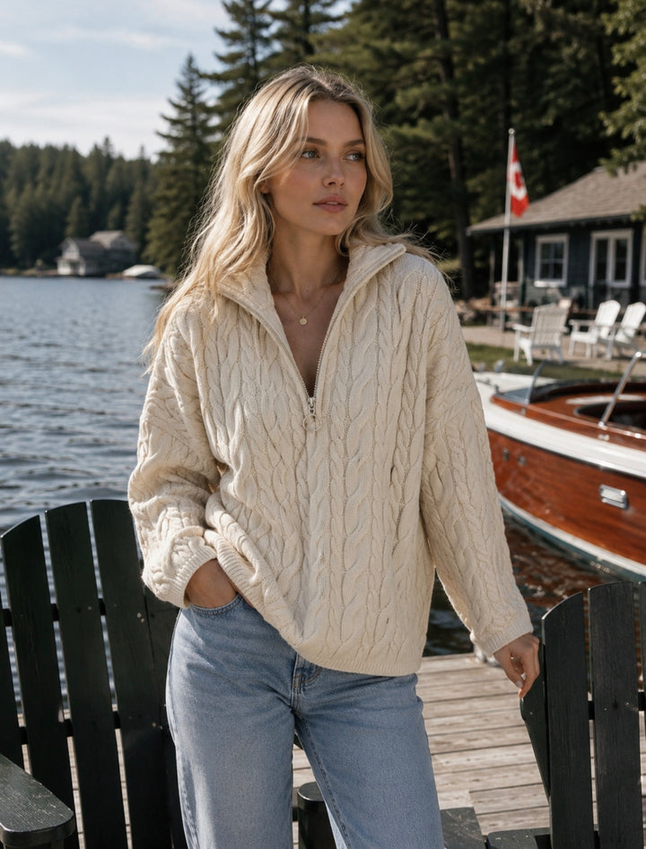 Cable Polo Sweater