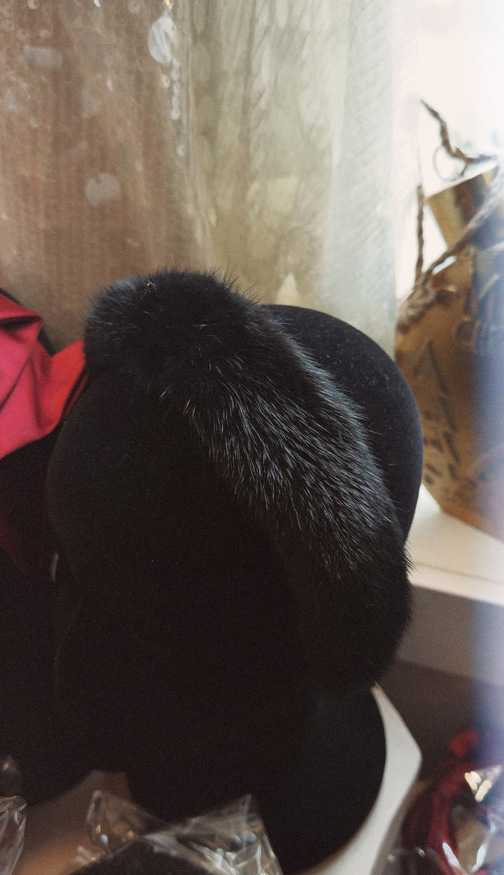 Faux Fur Headband Black