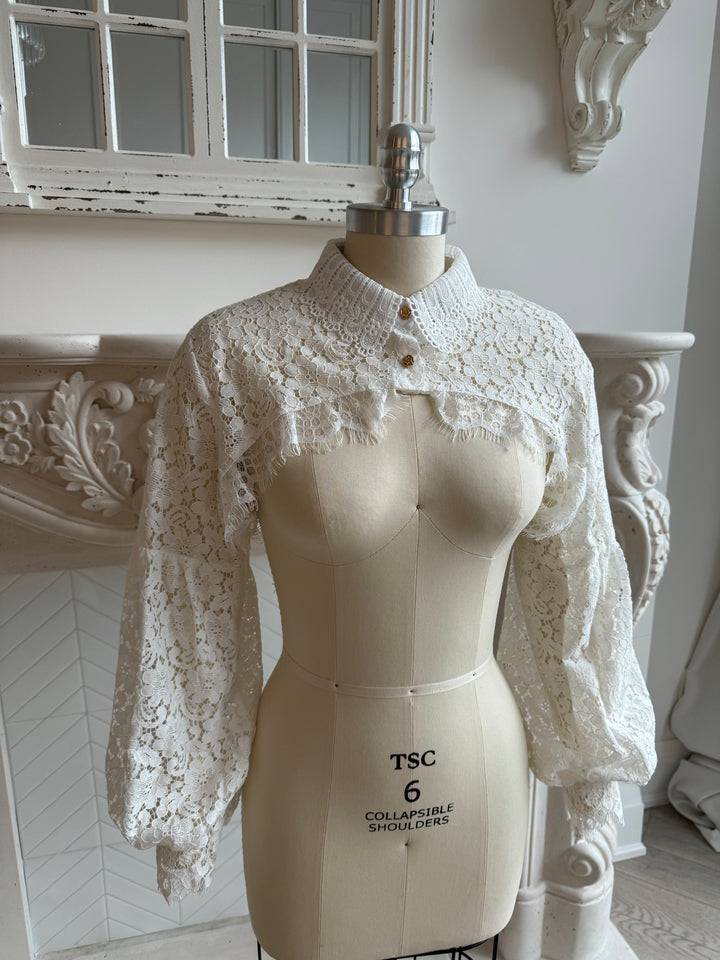 White Lace Micro Blouse Shrug