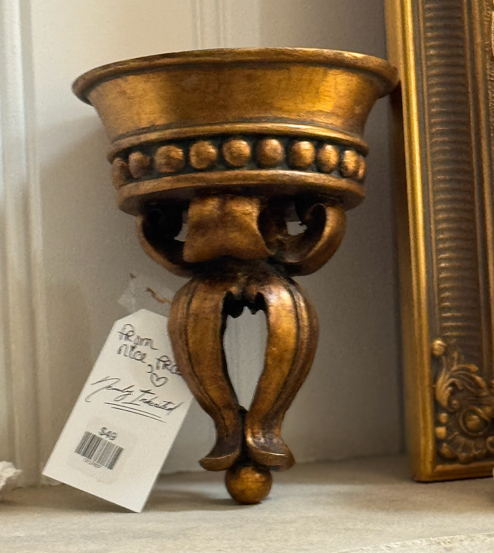Antique Gold Ornate Pillar Candle Wall Shelf