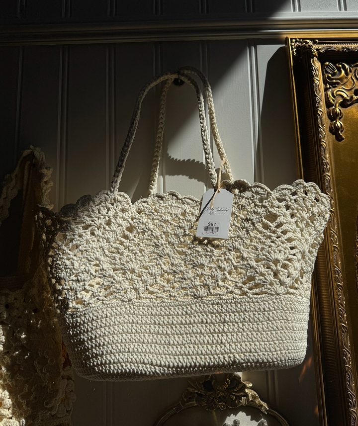 Cream Crochet Tote
